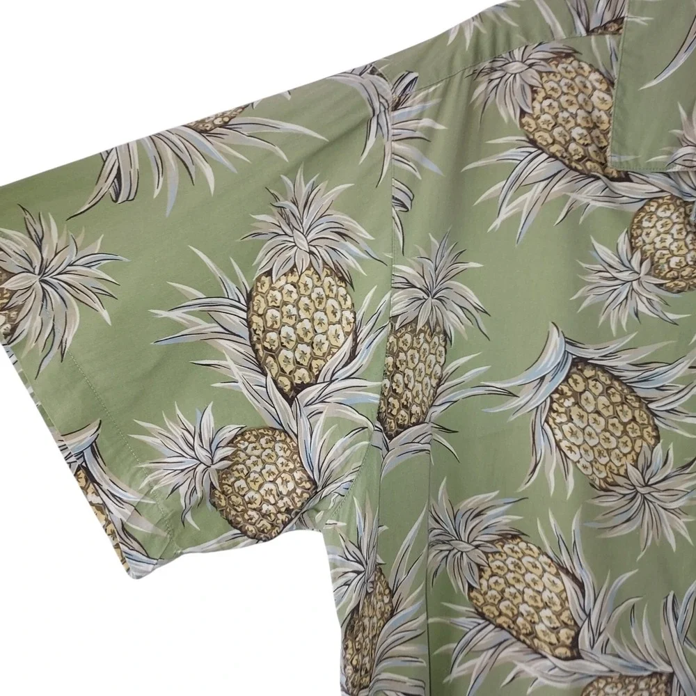 Vtg Chaps Ralph Lauren‎ Shirt Mens Large Pineapple Loop Collar Hawaiian Camp Y2K